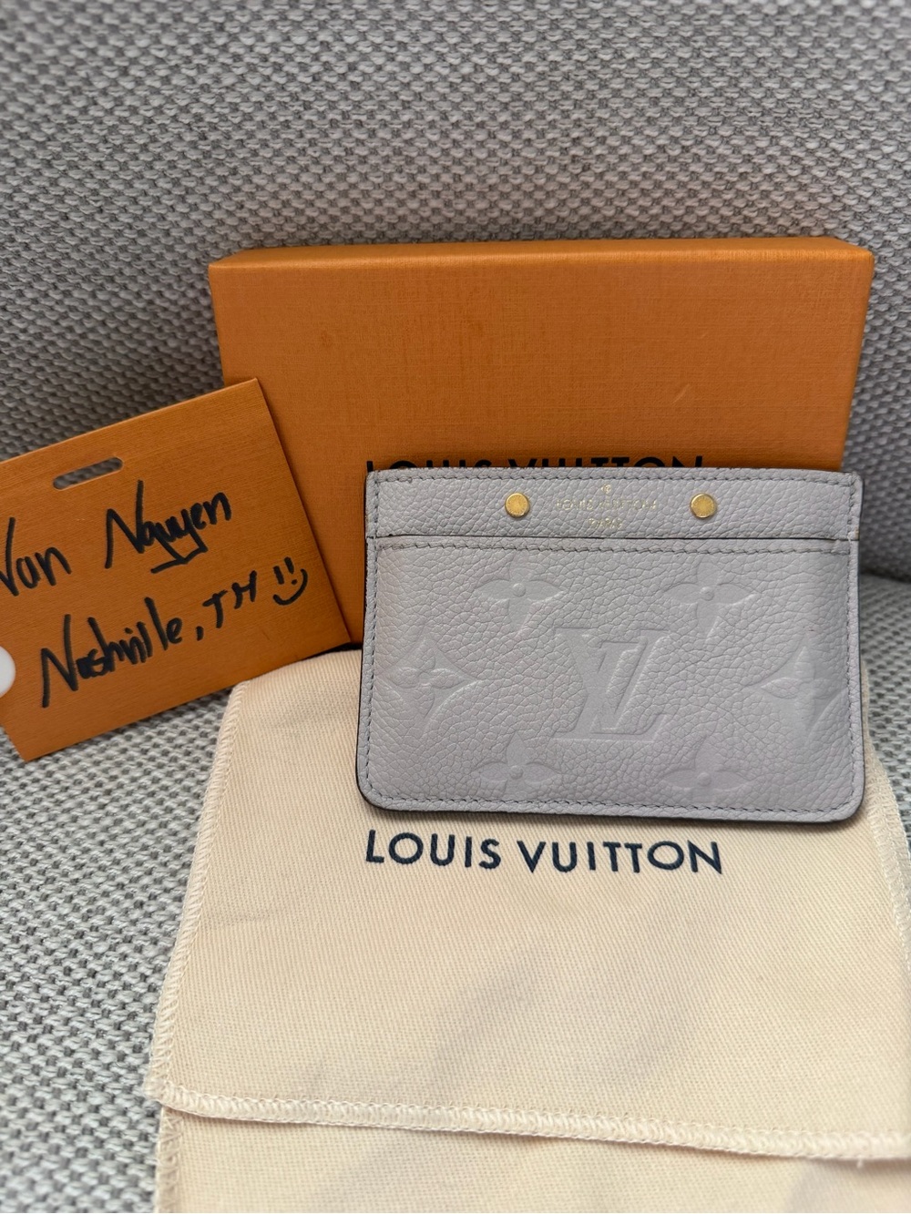 Louis Vuitton Grey Embossed Monogram Card Holder